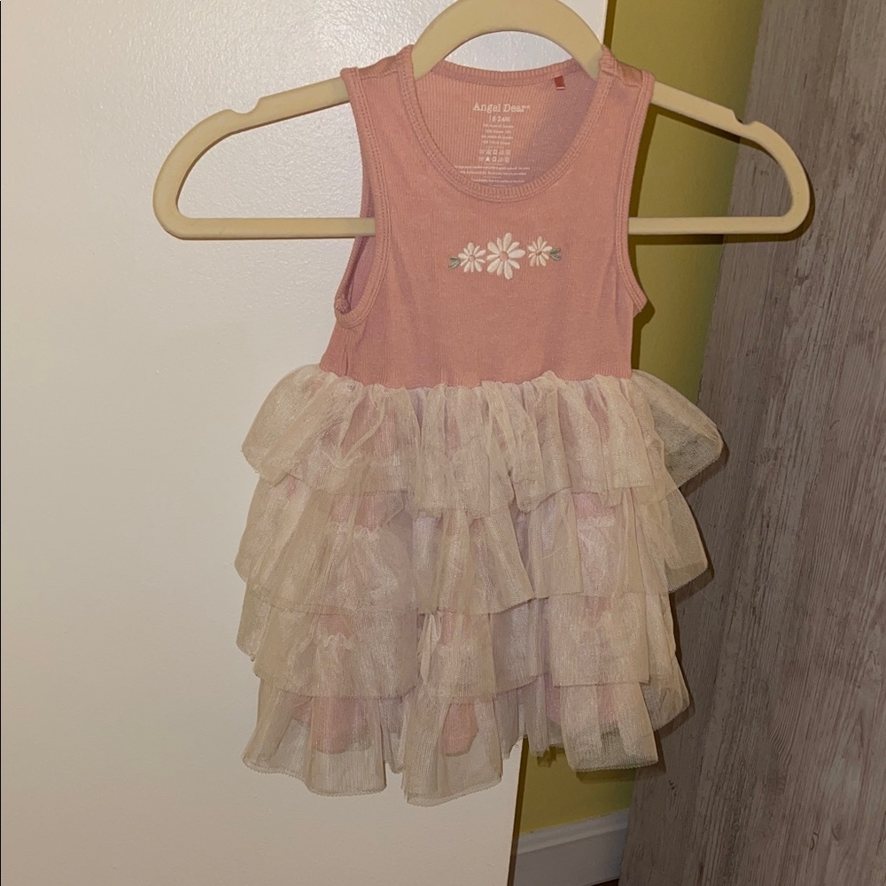 Angel Dear Pink Dress with Floral Embroidery